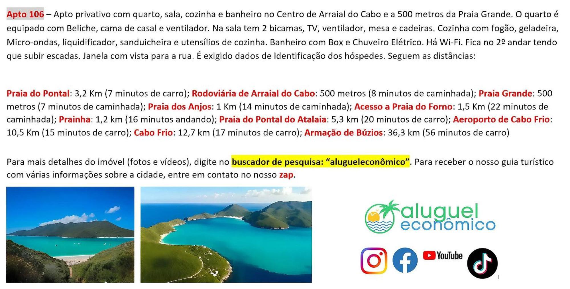 Arraial Do Cabo - Brisas Do Farol - Aluguel Economico Lägenhet Exteriör bild