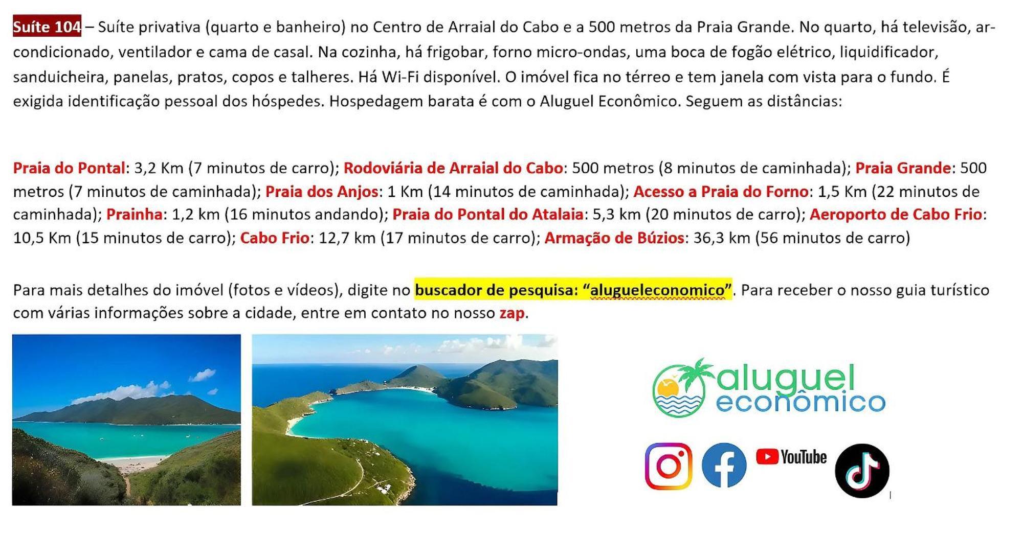 Arraial Do Cabo - Brisas Do Farol - Aluguel Economico Lägenhet Exteriör bild